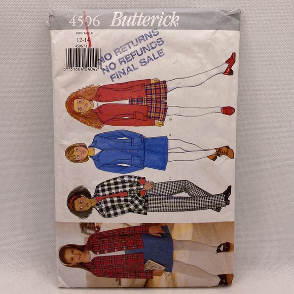 Butterick 4596 Girls Top Skirt Shorts & Pants Size 12-14 Uncut Sewing Pattern - Picture 13 of 13